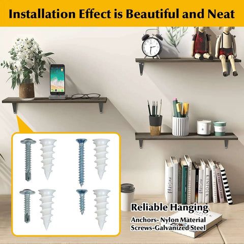 Self Drilling Screws And Drywall Anchors Kit With 192 Pcs for easy home projects, showing shelves with anchors and screws.