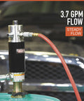Heavy Duty Pneumatic Oil Pump Kit With 50 Foot Retractable Air Hose Reel 3.7 GPM showing steady flow and hose connection.