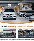 Road-Ready Dual Front And Rear True 4K Dash Cam With STARVIS 2 Sensor display showing parking mode in a garage