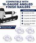 Heavy Duty 16 Gauge Angled Finish Nailer No Mar Rubber Tip Replacement Set, five clear rubber tips and nailer for woodworking.