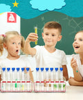 Children using Two Sets Clear Plastic Test Tubes With Rack And Caps 6-Hole Holder For Party Decor Science Experiments Shot Tubes
