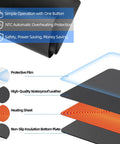 Diagram showing the Cozy Up Your Desk With This Heated Pad For Keyboard And Mouse, 3 Heat Levels and 4 Hour Auto Shut Off layers.