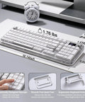 Tri Mode Wireless Gaming Keyboard Bluetooth 5 0 And 2 4 Ghz Silent Creamy White Keys For Multi Device Switching with ergonomic design.
