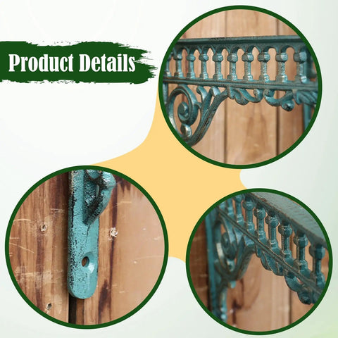 Close-up details of Wall Mount Shelf Bracket With Roman Column Triangle Structure in vintage industrial style.