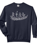 Outrigger Canoe Tribal Sweatshirt With Hawaiian Polynesian Art For Men, black with canoe motif, cozy and relaxed fit.