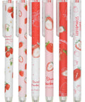 12 Pack Cute Strawberry Gel Pens Set Retractable 0.5mm Black Ink Pocket Size 5.7 Inch Totally Cute Strawberry Design Fun Writing Tools