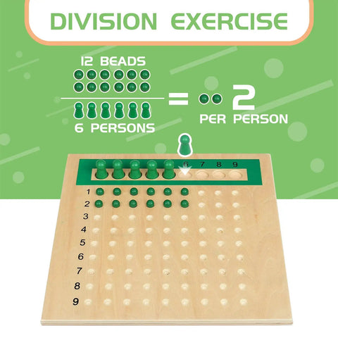 Montessori Math Board For Multiplication And Division Hands On STEM Wooden Educational Toy showing division exercise with beads