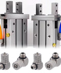 20 Pcs Thread Elbow Quick Release Air Tube Connector Set for Pneumatic and Hydraulic Equipment, showing connectors and installation