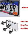 Stainless Steel Black License Plate Screws 4 Pack With M6 Flange Bolts Frame Fasteners And Washers for Cars and Trucks.