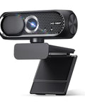 Slick 1080P HD Webcam With Built In Mic And Flip Privacy Cover showcasing a sleek design with a wide angle lens, ideal for streaming.