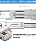 12 Inch Drawer Slides 4 Pairs Soft Close Full Extension Ball Bearing Side Mount Rails detailing upgraded metal soft close part