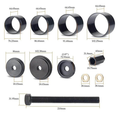 23 Piece Front Wheel Drive Bearing Adapters Puller Press Kit With Steel Adapters And Heavy Duty Case, On Vehicle Replacement