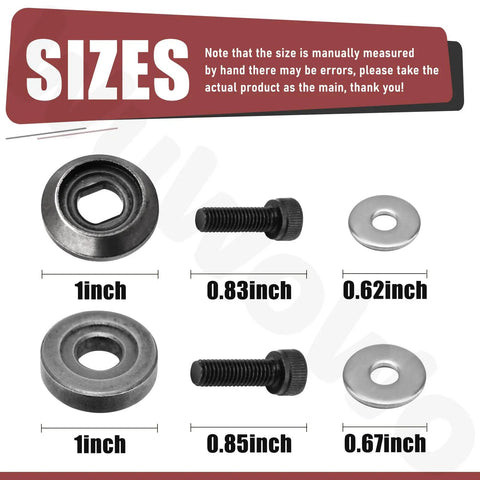 Size chart for Flange Lock Blade Bolt Kit With Outer And Inner Flanges For Worx Four And A Half Inch Compact Saws WX439L WX531L RK3441K