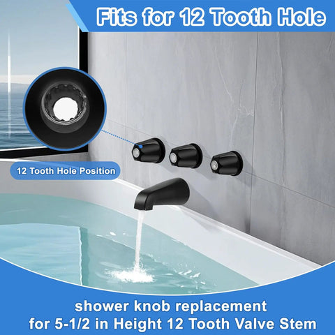Matte Black Tub Spout And Shower Trim Kit With Three Knobs Including Hot Cold Diverter Easy Install