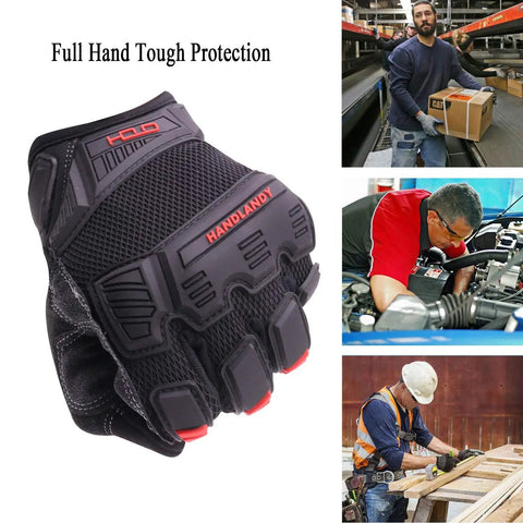 Heavy Duty Touch Screen Work Gloves For Men With Padded Knuckles And Palm Anti Abrasion And Anti Slip Mechanics Gloves Left View
