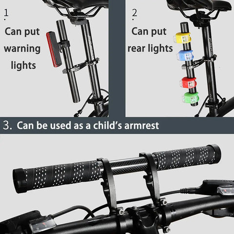 Extended Handlebar Mounting Bar For Bikes 11.8 Inches Long Beefy Aluminum Alloy Bracket Fits 20mm To 32mm Handlebars with lights