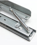 Close-up of Rock Solid Heavy Duty Extendable Slide Rail Mechanism With Precision Lifting Hinge for smooth adjustments.