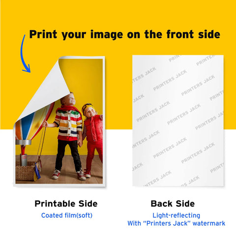White Inkjet Water Slide Paper For DIY Transfers, 20 A4 Sheets showing printable front and watermark back sides.
