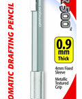 Graph Gear 500 Automatic Drafting Pencil 0.9mm With Gray Barrel 4mm Fixed Sleeve Pro Grade Industrial Metallic Mesh Grip packaging
