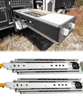 Heavy Duty Full Extension Drawer Slides With Ball Bearing Side Mount Rails, Built Like A Tank Industrial Steel Glides That Move Like Butter For Cabinetry And Furniture, Rock Solid 220 Pound Rating 80 Inch Pair installed in RV storage.