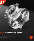 Rear Wheel Bearing And Hub Assembly 5 Lug Set For Toyota RAV4 AWD 2001 Through 2005 2 Pack Fits 2001 2003 Base Submodel And 2004 2005 AWD Only Heavy Duty Ball Bearing For Strong Load Handling And Smooth Quiet Ride close-up view of high hardness steel material.