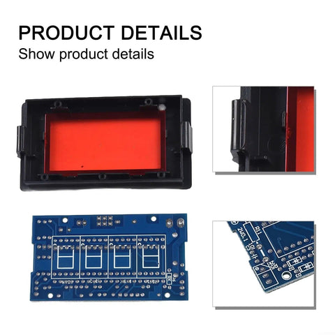 Close-up of PCB and display components in Digital Voltmeter Module DIY Kit For 5V DC Systems, 0-20V And 0-200V Readout