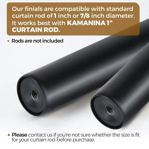 Black Curtain Rod Finials For One Inch Or Seven Eighths Inch Rods Twisted Cage Design End Caps Durable Metal Drape Hardware, close-up