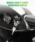 EZGO Golf Cart ignition keys in dashboard, part of Top Shelf 25 Pack Of Ezgo Golf Cart Keys Delivering Straight Up Factory Ignition Cuts.