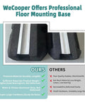 Comparison of our floor mounting base pad with visible rubber isolator feet, showing durability benefits for mini split air conditioners.