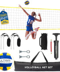 All-Purpose Volleyball Net Set For Backyard, Beach Or Indoor Play With 32x3 Foot Regulation Net, 8.5-Inch PU Volleyball, Steel Poles
