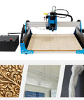 Pro Grade 110V 500W CNC Router Engraving Machine With USB Power Supply showing engraving capabilities on various materials.