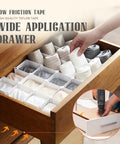 High Performance Real Smooth Glide Felt Tape Two Roll Brown Self Adhesive Low Friction Drawer Slide Strips in a wooden drawer. 