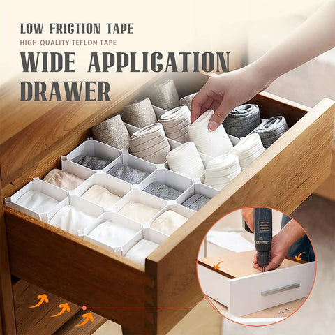 High Performance Real Smooth Glide Felt Tape Two Roll Brown Self Adhesive Low Friction Drawer Slide Strips in a wooden drawer. 