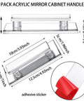 Two Piece Mirror Closet Door Pull Handles Adhesive Self Stick Clear Acrylic Knobs with beveled edges and adhesive sticker shown