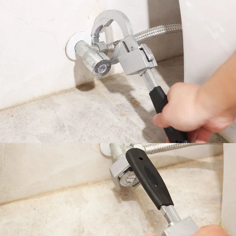 All In One Bathroom Adjustable Wrench Set For Faucets And Valves Universal Double Ended Disassembly And Assembly Tool in use