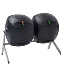 Dual Compost Tumbler With Two 50 Gallon Chambers For No Fuss Turning Black Outdoor Garden Bin For Yard Waste And Kitchen Scraps