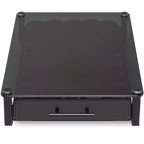 Premium Glass Coffee Stand With Pod Drawer For Keurig Coffeemakers Keeps Pods Handy On The Counter, Sleek Kitchen Organizer