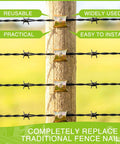 Heavy Duty Built Like A Tank Galvanized Wire Fence Staples One And Half Inch Rust Resistant Post Screws Bulk 100 Pack, easy installation on wooden post.