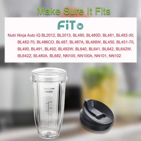 24oz Blender Cups With Sip And Seal Lids Replacement Parts For Auto IQ Series Blenders Grab And Go Convenience 2 Pack BPA Free