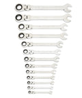 Flex 25-Piece Ratcheting Wrench Set With SAE And Metric Sizes, 72-Tooth Box End, Off-Corner Loading arranged in descending size order