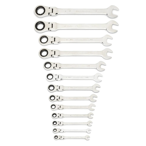 Flex 25-Piece Ratcheting Wrench Set With SAE And Metric Sizes, 72-Tooth Box End, Off-Corner Loading arranged in descending size order