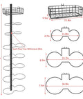 Wall Mounted Basketball Rack And Football Holder For Garage Sidekick dimensions diagram, showing adjustable size, black metal material and design details.