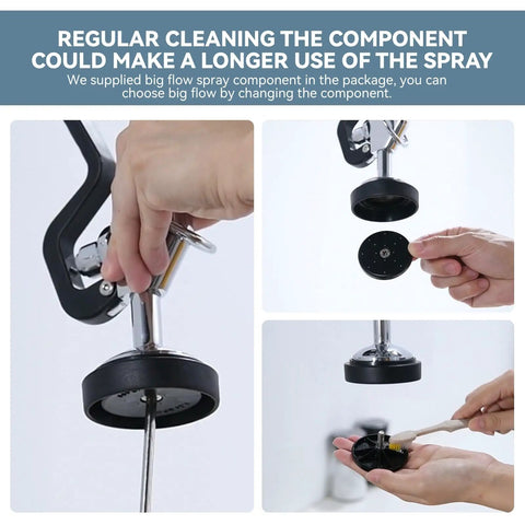Pro Workhorse Commercial Sink Sprayer Head Drops Raw Pressure For Lightning Fast Rinse Downs And Stubborn Grease Removal Over Standard Kitchen Faucet Threads, showing cleaning components.