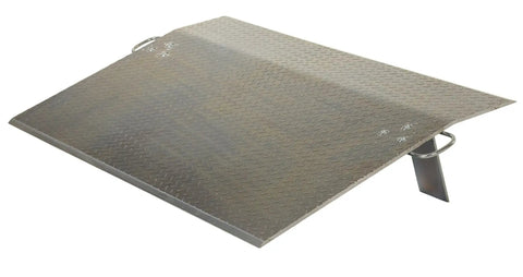 Heavy Duty Aluminum Loading Dock Plate Ramp Built Tough For Quick Trailer Load Transitions features a grippy surface and measures 60x36.5 inches.