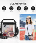 Stadium Approved Clear Bag For Women Crossbody Purse See Through Tote For Concerts Festivals And Sports Events with sunglasses and phone inside