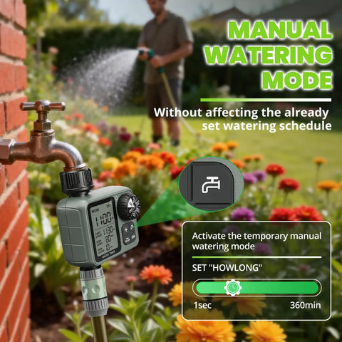 Smart Garden Sprinkler Timer For Hose Systems With Rain Delay And Auto Watering For Lawn And Garden, easy manual watering mode