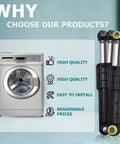 Washer Shock Absorber Kit For Samsung Washers Includes 2 DC66-00470A And 2 DC66-00470B Dampers next to washing machine