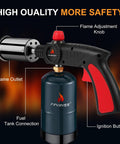 Heavy Duty Propane Culinary Torch For Grilling, Searing, Sous Vide, Camping And Welding - Adjustable Flame, Safety Shield