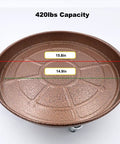 Big Boy Rolling Plant Dolly With Lockable Casters For Smooth Riding Indoors Or Outdoors, Built Like A Tank At Four Hundred Twenty Lb Capacity, Thickened Steel Pan With No Cutouts, Fits Twelve To Fifteen Inch Pots, Pack Of Two 15.8in and 14.9in dimensions shown
