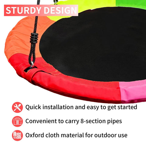 Ultra Strong Saucer Swing 40 Inch For Backyard Fun, 900D Oxford waterproof seat, red and black design, sturdy build